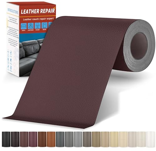 Leder Reparatur Set, Kunstleder Selbstklebend Reparaturset Braun | 10x200cm Kunstleder Reparaturset, Kunstleder Flicken Selbstklebend Patch für Autositze, Sofa, Jacken, couch, Möbel