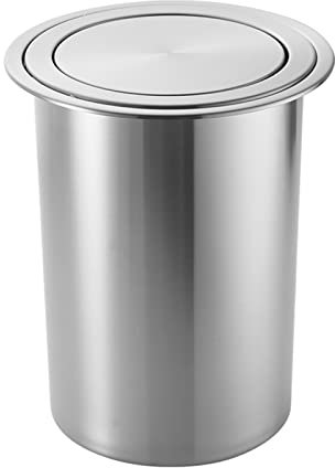 CAFIEDR Petite Poubelle avec Couvercle, composteur de Cuisine Suspendu, Poubelle de comptoir intégrée avec Couvercle basculant, Poubelle encastrée en Acier Inoxydable b(Grand)