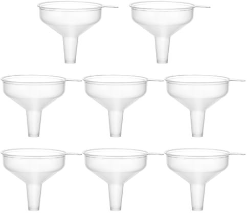 8 embudos versátiles de boca ancha para uso en cocina, de plástico de grado alimenticio, embudos redondos de cocina, embudos duraderos y multifuncionales para llenar diferentes botellas y bolsas