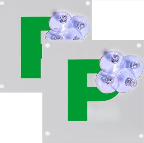 kinoco P Plates New Driver Sticker P Plates for New Drivers Magnetic 2 Pack with 8 Suction Cups Waterproof and Reusable