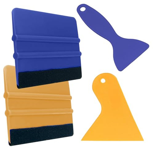 4 Pcs Vinyl Wrap Tools Kit – 4 Inch Felt Edge Squeegee, Window Tint Tools, Car Wrapping Kit, Film Squeegee for Decals, Car Window Tint Application