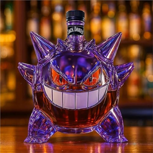 300ML Decanter Whisky Scultura Statua - Scultura 3D Di Bottiglia Di Whisky E Vino Con Mostri, Decanter Per Whisky In Vetro, Caraffa Per Vino Personalizzata Con Accessori Da Bar Creativi(C)