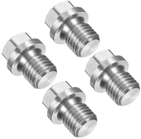 PATIKIL M12 x 1.5 Male Pipe Plug 4 Pcs Oil Drain Plug 304 Stainless Steel Metric Hex Flange Socket Solid Pipe Fitting for Hydraulic Oil Seal