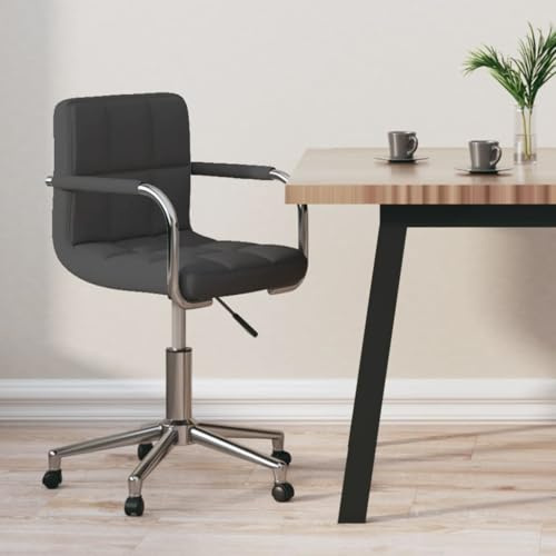 Qnhdfrt Bürostuhl Drehbar Dunkelgrau aus Stoff mit Gasdruckfeder Höhenverstellbarer Schreibtischstuhl für Home Office und Schlafzimmer 48 x 47 x 74,5-86 cm