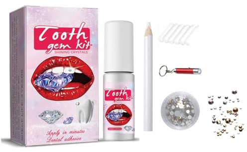 LUCKDANO Zahnschmuck aus Klarem Kristall, Eingelegter Schmuck, Zahnwerkzeuge, Selbstklebendes Zahnschmuck-Set