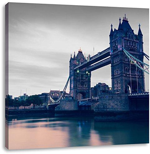 Pixxprint London Bridge über Themse, Größe: 60x60 cm, Leinwandbild Quadratisch, Wandbild, Kunstdruck, fertig bespannt
