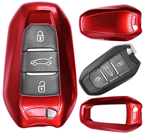 Smartkey Schlüssel Fernbedienung Hülle Hartschale Cover Rot für Peugeot 3008 508 308 5008 208 408