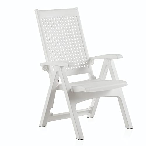 Shaf - Sillon Jardin Metal | Sillon Exterior Multiposición en Color Blanco | Fabricado en España con Materiales Reciclados