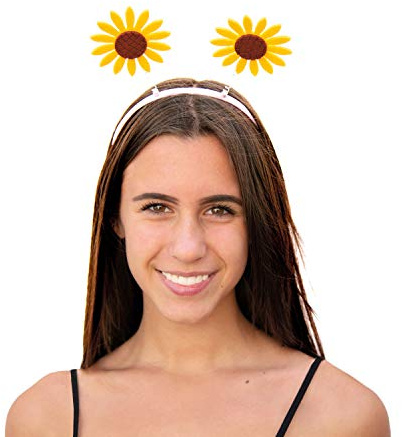 Oblique Unique® Haarreif mit Wackel Sonnenblumen Haarreifen Kostüm Accessoire für Karneval Fasching Motto Party Gelb Braun