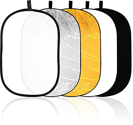 EMART Reflektor Fotografie 5-in-1 Foto Faltbarer Lichtreflektor, 90x120cm Große Ovale Tragbare Licht Reflector für Studio Video Hochzeitsfotografie Portrait Fotografie