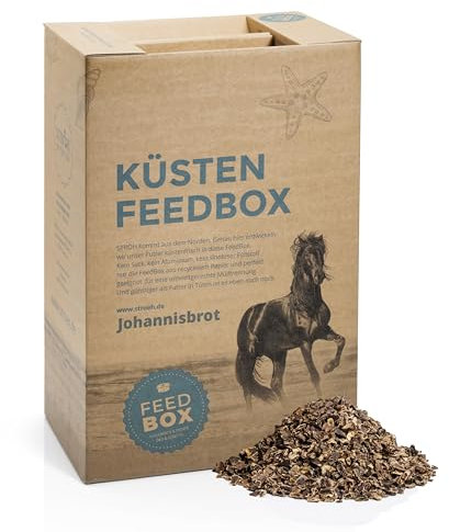 STRÖH Johannisbrot Pferd (26kg Feedbox) • Bei Durchfall & Darm-/Verdauungsproblemen bei Pferden • Pferdefutter als Leckerli & Futterzusatz