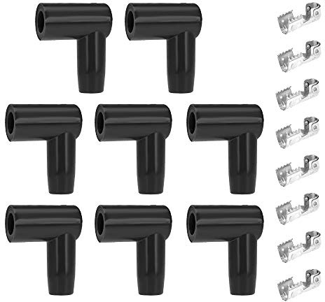 8 Set HEI Style Spark Plug Boot Terminal Kit Distributor Ignition Boot 90 Degree Connector Spark Plug Ignition Wire