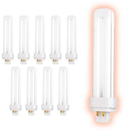 GoodBulb 26 Watt CFL Light Bulbs | 4 Pin G24Q-3 Base 5000K Daylight | 26W High Output 1800 Lumens | Double Tube Compact Fluorescent Light Bulbs Plug-in | Car Dealership Lighting | 10 Pack
