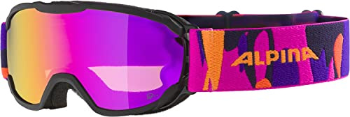 ALPINA PHEOS JR. Q-LITE - Verspiegelte, Kontrastverstärkende Skibrille Mit 100% UV-Schutz Für Kinder, Black-Pink matt, One Size