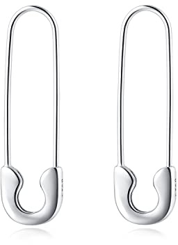 SLUYNZ 925 Sterlingsilber Sicherheitsnadel Creolen Ohrring für Damen Minimalistische 1,4 Creolen Ohrring baumeln