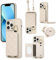 XMTON iPhone 11 Pro Max Case with Card Slots & Ring Kickstand iPhone 11 Pro Max Wallet Case Slim thin Leather Crossbody Cover for Women, White