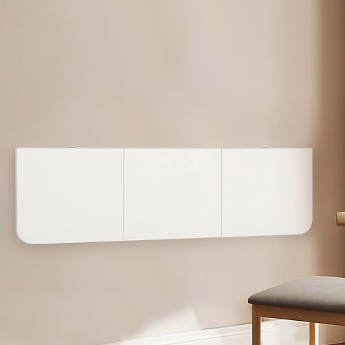 lesolar Tavolo pieghevole da parete, 120 x 40 cm, tavolo pieghevole da parete, tavolo da pranzo per lavanderia, casa, ufficio, cucina, bagno, bianco