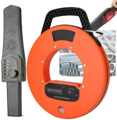 CBLdF Rilevatore Di Intasamento Di Tubi, Rilevatore Magnetico Di Tubazioni Da 20 M/30 M, Strumento Di Intasamento Di Tubi Dell'Acqua In Pvc Metallico, Con 8 Sonde, Sensibilità Regolabile, Battery-30M