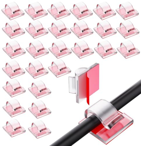 50PCS Cable Clips, Clear Adhesive Cable Holder Clips, Wall Wire Clips for Cable Management, Strong Cord Clips, Wire Holders for Wall, Under Desk, Christmas Lights, Car, Outdoors Fairy Light