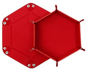 Vassoio a cubo, pieghevole, esagonale, in pelle PU, in velluto, per dungeons e dragon, giochi RPG, pieghevole, esagonale, colore: rosso
