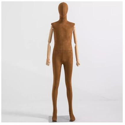 Schaufensterpuppe Männlich Farbiger Samtbezug für männliche Schaufensterpuppen, Gliedmaßen sind beweglich, Form, Kunststoff, mobiler Metallsockel, für Bekleidungsgeschäfte ( Color : Brown , Size : Mal