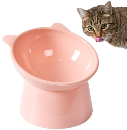 Futternapf Katze Erhöht, Katzen katzennapf mit 15° Neigung Design, Geneigt Futternapf für Haustiere, Anti Erbrechen Erhöhter Katzennapf (Rosa)