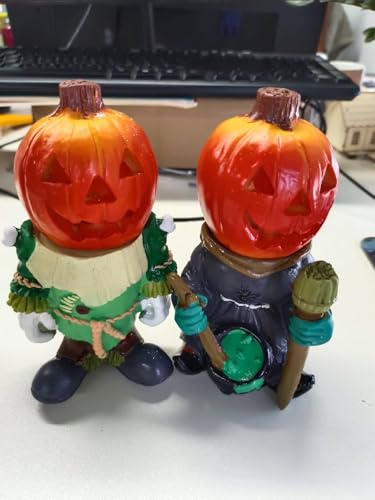 FUFRE Halloween kürbis deko, Coole Harz Halloween deko Figuren, Halloween kürbis led, Lichterkette Herbst, Halloween deko Skelett Für Freunde Geschenke, Zuhause, Schreibtisch, Kunsthandwerk (B)