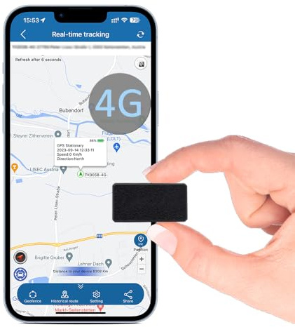 TKMARS Mini Traceur GPS Voiture 4G Suivi en Temps Réel, Petit Traqueur GPS APP sans Abonnement Aucune Limite De Distance Tracker pour Moto Vélo Scooter Enfants Valise Sacs Chat Chien TK901