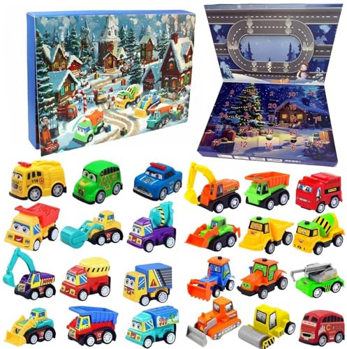 Calendario Adviento Con 24 Camiones De Juguete Para NiñOs,Calendario Adviento Hot Wheels,Advent Calendar Infantil,Camion Hot Wheels NiñOs + 3 AñOs,Ideal Para Regalo Sorpresa De Navidad