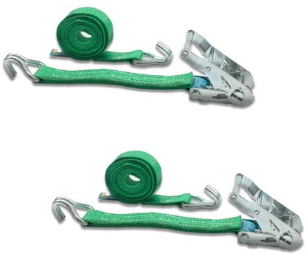 2er Set Spanngurt mit Ratsche und Profilhaken, DoZurr 2000, belastbar bis 1000 kg, 35 mm breit x 4 m lang, grün