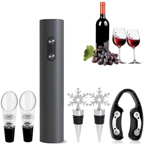 BANJILI Cavatappi Elettrico per Vino，Cavatappi Elettrico Professionale Automatico, Apribottiglie Elettrico,Set Regalo Apribottiglie Elettrico 6-in-1，Set Regalo per Amanti del Vino