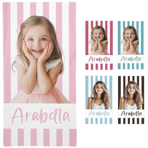 Greenyre Personalised Beach Towels for Adults Kids,Microfibre Beach Towel with Photo Text,Customised Swimming Towel,Travel Towels Quick Dry Large Beach Towel for Women Beach Accessories(Type-C)