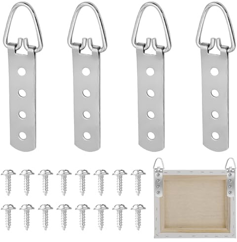 4 Pcs Ganci Per Quadri Muro,Ganci Appendi Quadri,Ganci Per Quadri Pesanti,Con 16 Viti, 4 Fori, Robusto Da Appendere, Adatto Per Fissare Cornici, Murales, Specchi E Opere D'arte