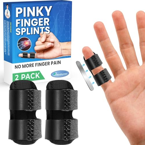 Pinky Finger Splint (2 Pack) Trigger Finger Pinky Splint for Pain Relief | No More Pinky Pain, Pinky Brace for Arthritis, Mallet Finger, Kids, Fits Thumb, Ring, Pinkie, Little Fingers