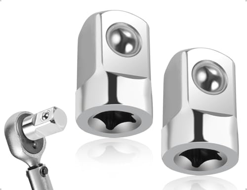 Emezddo Confezione da 2 adattatori per bussole da 1/4 a 1/2 pollice, adattatore per chiave a bussola in lega, convertitore di interfaccia a cricchetto da 1/4 pollice per riparazione auto (argento)