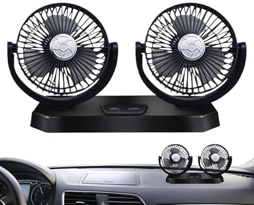 Ventilateur de Voiture USB, Ventilateur électrique de Refroidissement for voiturette de Golf, Double tête réglable à 360 degrés, Puissant et Silencieux, for SUV et Camping-Car.(B)