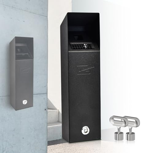 MHHQ Wall Mounted Trash Can Outdoor Commercial Receptacles Container Disposal Outdoor Vertical Trash Can for Patios Gardens Hotels Pubs Offices(Black)