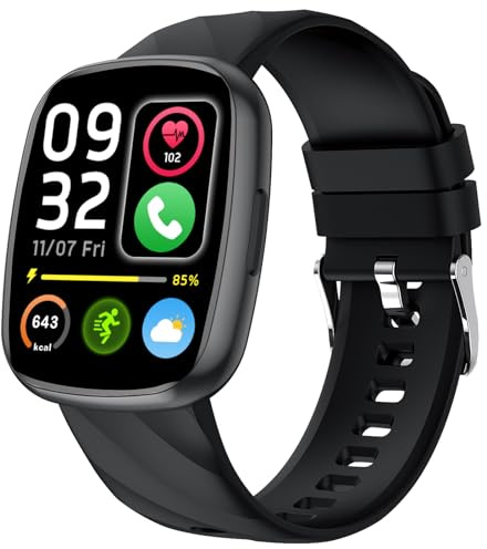 Alutoria Montre Connectée Enfant avec 100+ Modes Sport Réveil Pedometer Moniteur Sommei Jeux étanche IP68 Montre Enfant pour Garçon Fille Les 4-13 Ans 1.75 Fitness Tracker Smart Watch Noir Clair