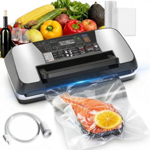 Machine Sous Vide Alimentaire 95 kPa, Appareil de Mise Sous Vide 12-en-1 avec Double Soudure, Système Easy-Lock, Coupe-Film Intégré et Bac Amovible pour une Conservation Longue Durée