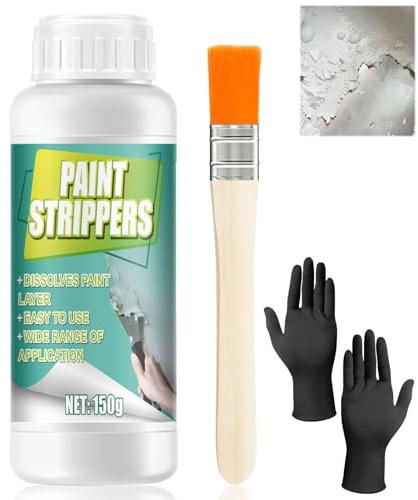 Miioto Décapant Peinture, Décapant Peinture Metal, Decapant Peintures avec Pinceau et Gants Jetables, Décapants à Peinture Puissant et Efficace pour Métal et Bois (150g)