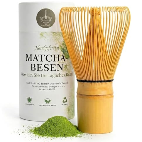 ZenRitual Bambus Matcha Besen – Handgefertigter Chasen, LFGB geprüft | Für cremigen Schaum · Traditioneller Chasen · Ideal für Usucha & Koicha · Zeremonielles Matcha-Zubehör
