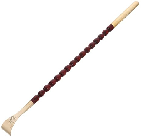 HOLIDYOYO Rascador de Espalda de Latón y Madera con Cuentas Dispositivo para Hacer Crujir la Espalda para Adultos Herramienta Portátil para Aliviar la Picazón Masajeador Corporal