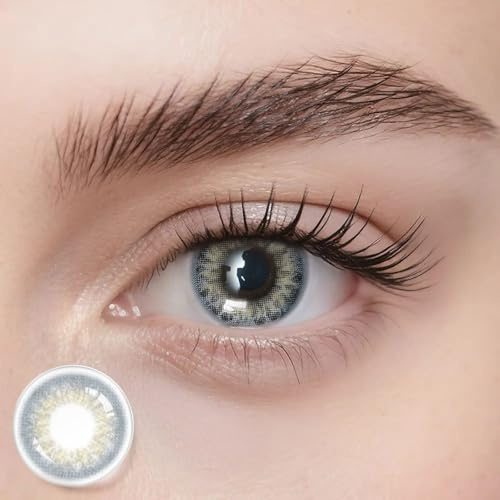 Freshlens Farbkontaktlinsen ohne Stärke – DNA Kollektion – Blau-Graue & Grün-Graue Jahreslinsen – DIA 14,0 mm – 1 Paar (Blau)