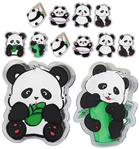 SUPVOX Lot de 12 Pinces en Acrylique Double Face Motif Panda 6 Modèles, Clips de Fermeture pour Sachet et Organisation de Documents Bureau