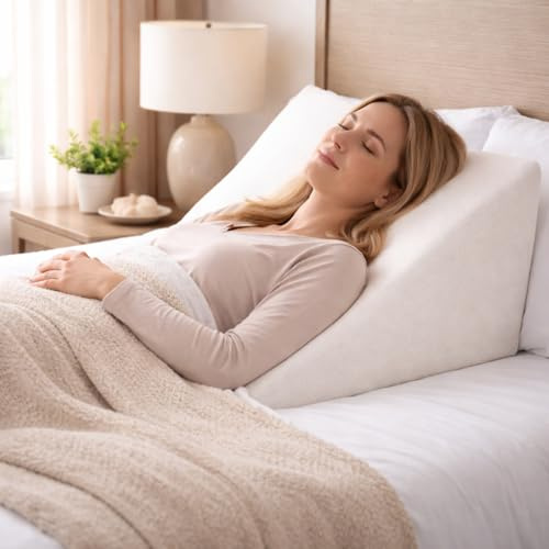 Traingle Orthopaedic Foam Wedge Pillow for Adults – Back Neck Leg Support, Multi-Position Bed Wedge, Quilted Hypoallergenic Washable Zipped Cover (TRIANGLE WEDGE PILLOW 50 48 20 CM)