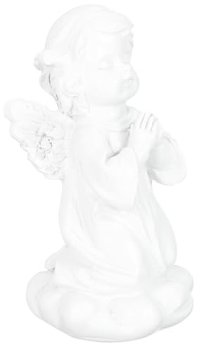 SILENRADAWN Statuetta Decorativa in Gesso Bianco Angelo Vintage per Decorazione Casa e Scrivania, Ornamento Delicato con Ottima Stabilità