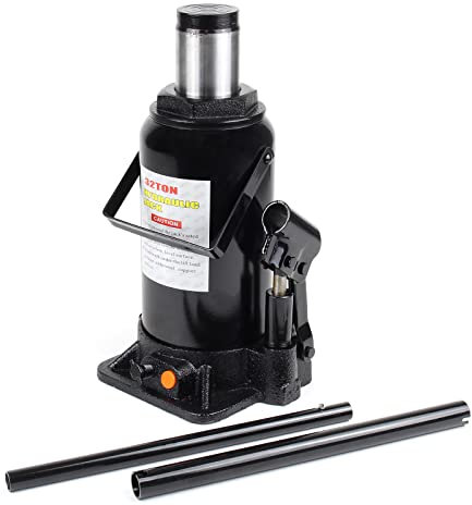 Wiltec Hydraulischer 32t Flaschen-Wagenheber, Stempelwagenheber mit Slow down Funktion, Autoheber 285-465 mm