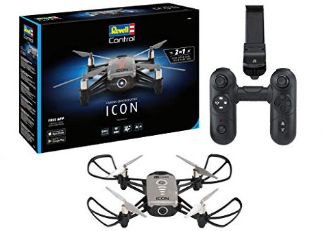 Revell Control Camera Quadrocopter ICON I 2 Steuerungsoptionen I Optical Flow Technologie I Gesichtserkennung I Gestensteuerung I HD-Kamera I 10 Minuten Flugzeit I Geeignet für Indoor und Outdoor
