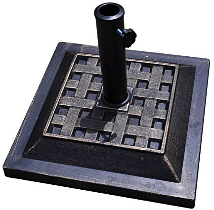 COSTWAY Pied de Parasol en Résine avec Motif Exquis, Base de Parasol pour Mât de Parapluie φ38mm ou φ48mm, Convient pour Balcon, Jardin, Plage, Bronze (Φ440xH330mm)