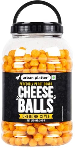 urban platter Cheese Balls, Cheddar Flavour, Plant Based Vegan Snack, Party Pack, 300 g